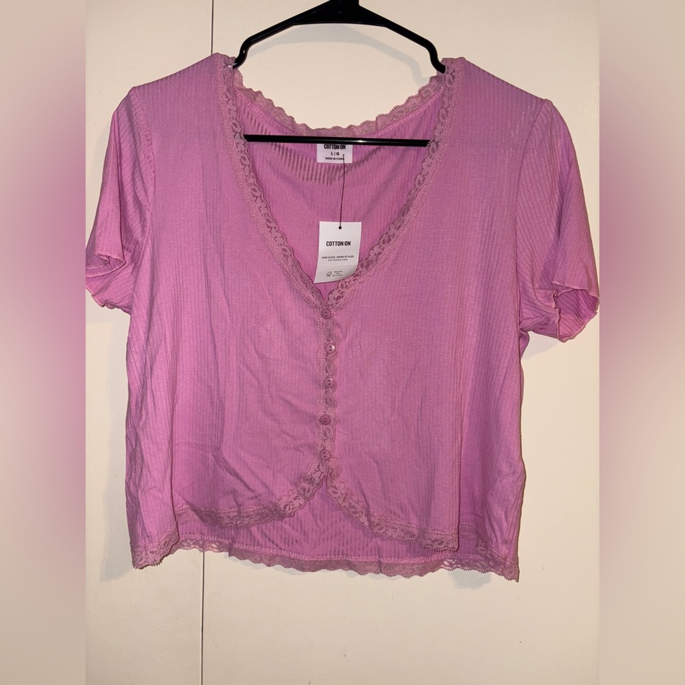 COTTON ON SHIRT W/LACE TRIM